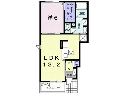 エクセレント N-VI(1LDK/1階)の間取り写真