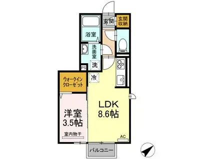 ブライトホープ A(1LDK/2階)の間取り写真