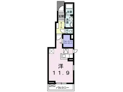 ディンプル アリモト(ワンルーム/1階)の間取り写真