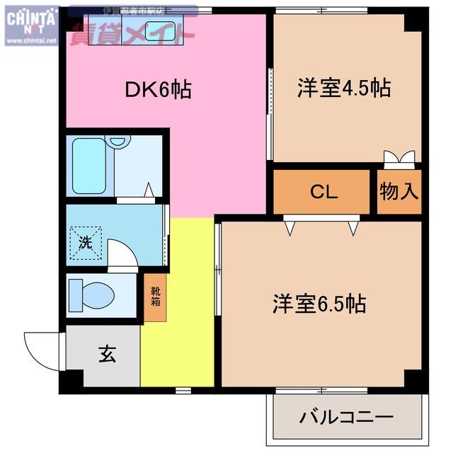 コーポ東高倉(2DK/1階)の間取り写真