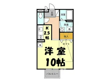 レジデンス東光Ⅲ(1K/2階)の間取り写真