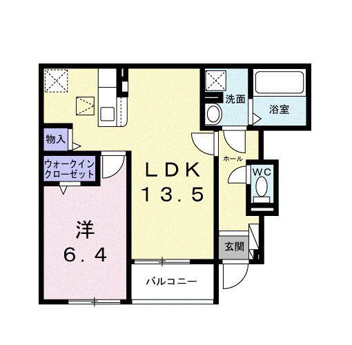 ヴェルデ ルーチェ(1LDK/1階)の間取り写真