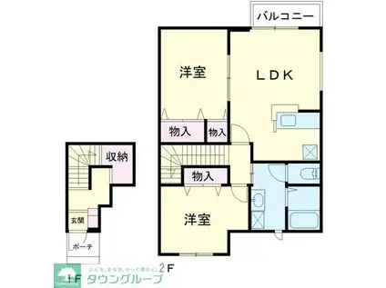 パ-クサイドラフィネ(2LDK/2階)の間取り写真