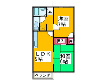 コスモハイツ長澤(2LDK/2階)の間取り写真
