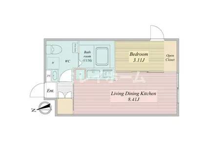 ライブフラット馬込(1LDK/2階)の間取り写真