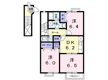 オーブリー高山B(3DK/2階)の間取り写真
