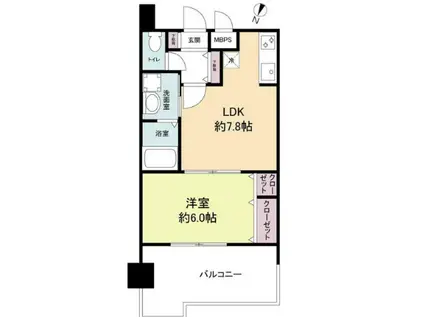 レジディア博多II(1DK/7階)の間取り写真