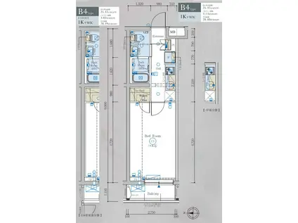 エステムコート元住吉(1K/2階)の間取り写真