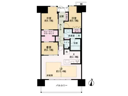 パークホームズノースゲートスクエア(3LDK/4階)の間取り写真