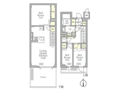 アジールコート都立大学(3LDK/B1階)の間取り写真