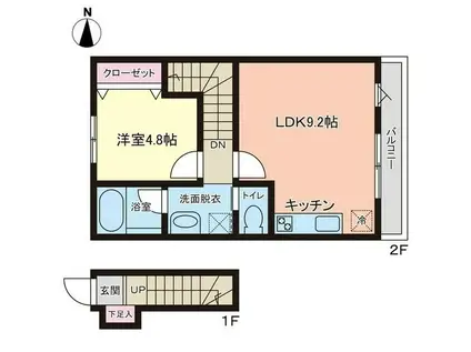 PREMORY名取駅前(1LDK/2階)の間取り写真