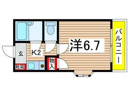 コーポ溝手(1K/2階)の間取り写真