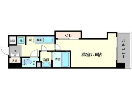 ラグゼ難波西III(1K/5階)の間取り写真