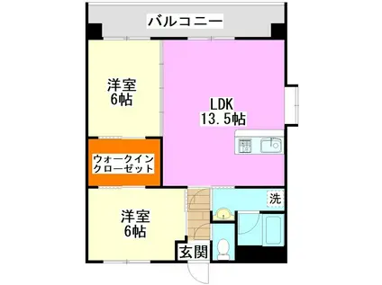 ラ・ヴィータローザ(2LDK/10階)の間取り写真