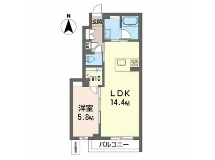 シティプラザ青森C棟(1LDK/1階)の間取り写真
