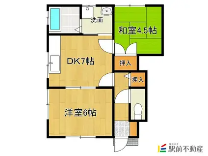 ハイツローゼII(2DK/1階)の間取り写真