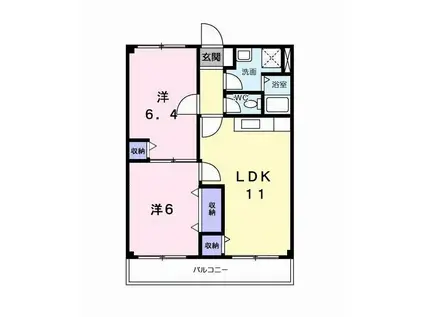 アメニティ東香里(2LDK/4階)の間取り写真