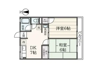 シティハイムウェルネスC(2DK/2階)の間取り写真