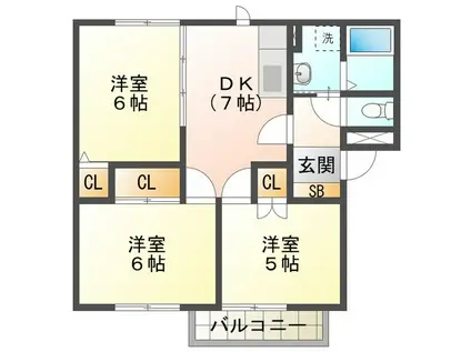 藤方ニューウェーブ(3DK/1階)の間取り写真