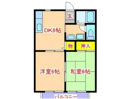 グランシャリオA棟(2DK/2階)の間取り写真