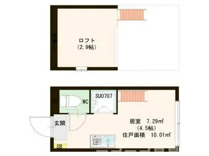 ハーモニーテラス東陽(ワンルーム/1階)の間取り写真