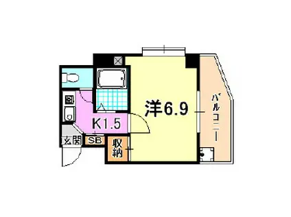 サンライズ長田(1K/6階)の間取り写真