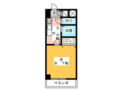 ルミエール青山III(1K/8階)の間取り写真