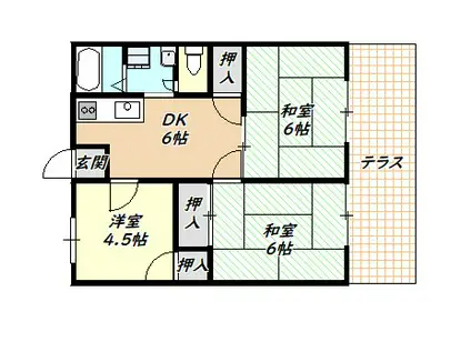 ウラカワハイツ(3DK/1階)の間取り写真