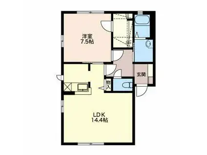 フォーレスト二ケ崎(1LDK/1階)の間取り写真