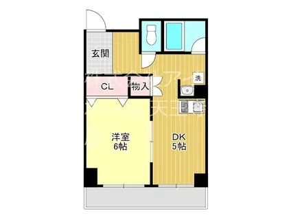 シャルム湯里(1K/6階)の間取り写真