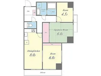 メゾンモアトゥール33(3LDK/6階)の間取り写真