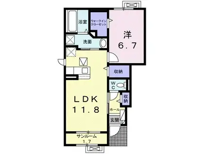 リリィブーケ(1LDK/1階)の間取り写真