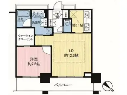 ザ・クレストタワー(1LDK/20階)の間取り写真