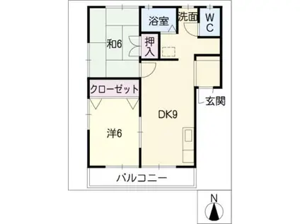 ベルテ原(2DK/1階)の間取り写真