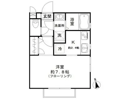 FINE CREST 桜新町(1K/2階)の間取り写真