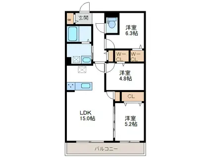 CHIARO SAPPORO キアロサッポロ(3LDK/4階)の間取り写真