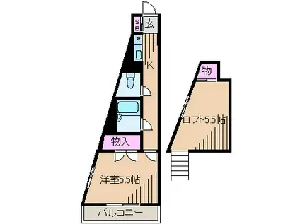 西山ハイツ(1K/1階)の間取り写真