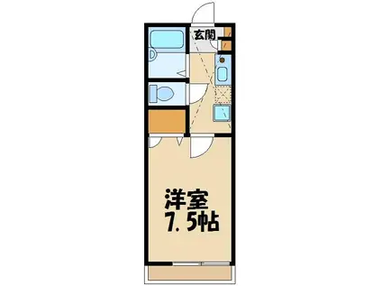 メインシティガーデンウィステリア(1K/1階)の間取り写真