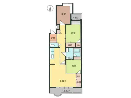 織平マンション リヴ(3LDK/3階)の間取り写真
