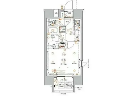 クレイシアIDZ蒲田(1K/2階)の間取り写真