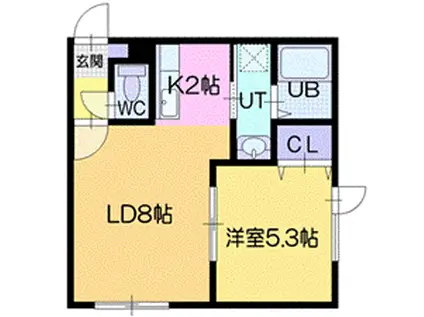プレーヂオ11(1LDK/1階)の間取り写真