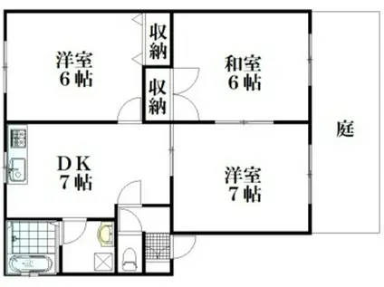 ファミーユ人見A棟(3DK/1階)の間取り写真