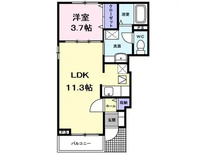 アクティブII(1LDK/1階)の間取り写真