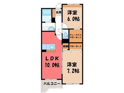 エストレーノパレスB(2LDK/2階)の間取り写真