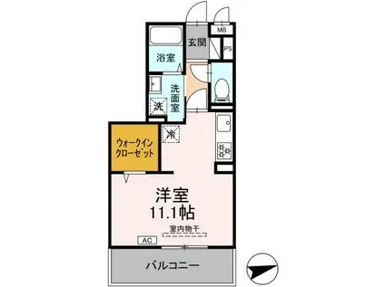 メゾングランレーヴ A棟(ワンルーム/2階)の間取り写真