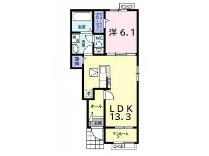 ラフォレスタシエロ LA FORESTA CIELO(1LDK/1階)の間取り写真
