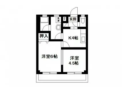 ベアート(2K/1階)の間取り写真