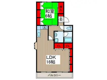 メゾンドール戸田(1LDK/3階)の間取り写真