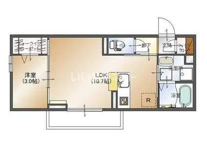 ラルジュ II(1LDK/1階)の間取り写真