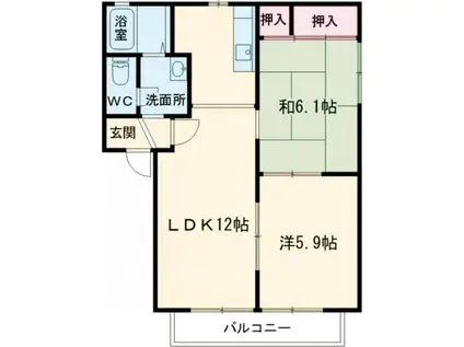 フロンティア1番館(2LDK/2階)の間取り写真